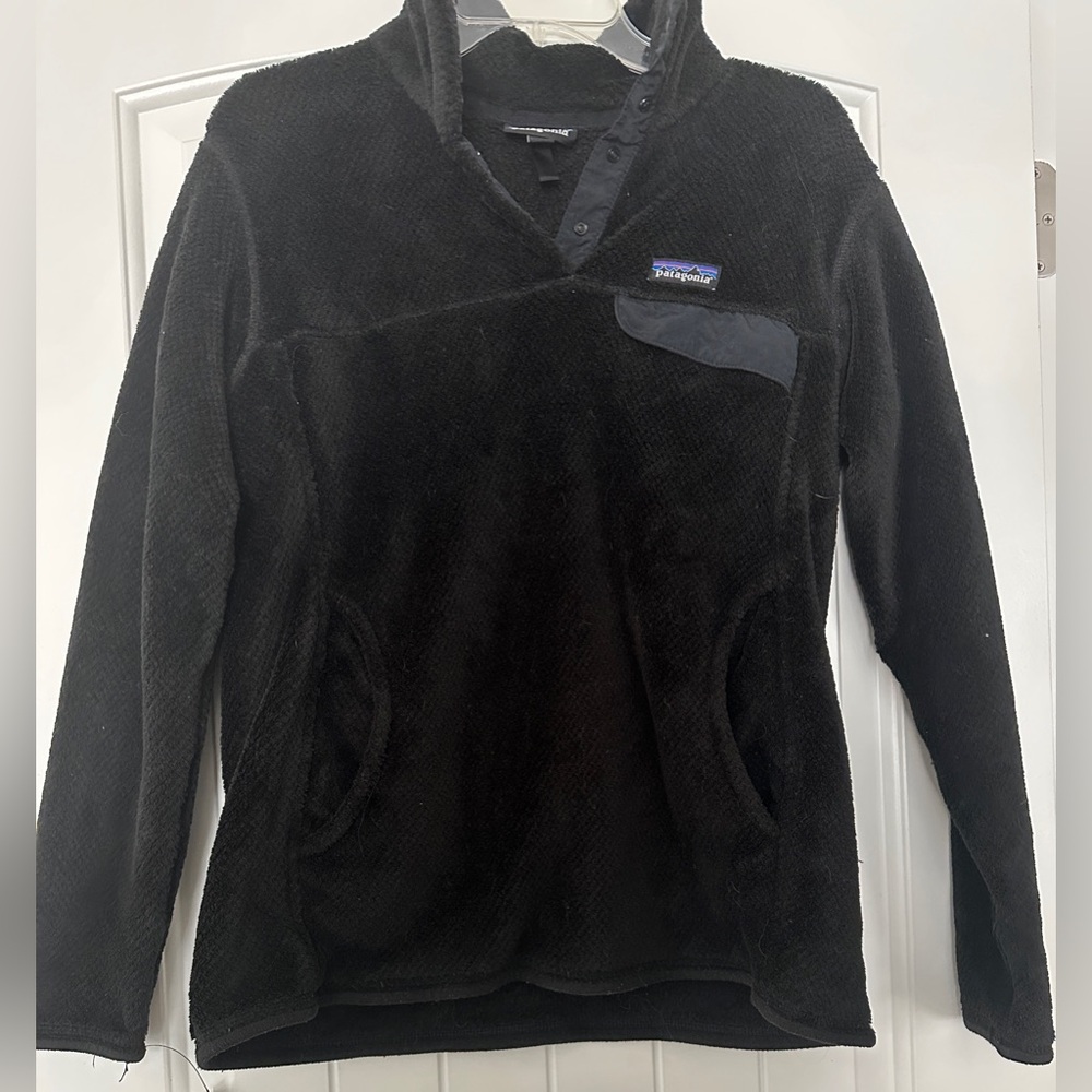 Patagonia Re-Tool Snap-T Pullover Fleece Jacket Women's Size Large Black EUC